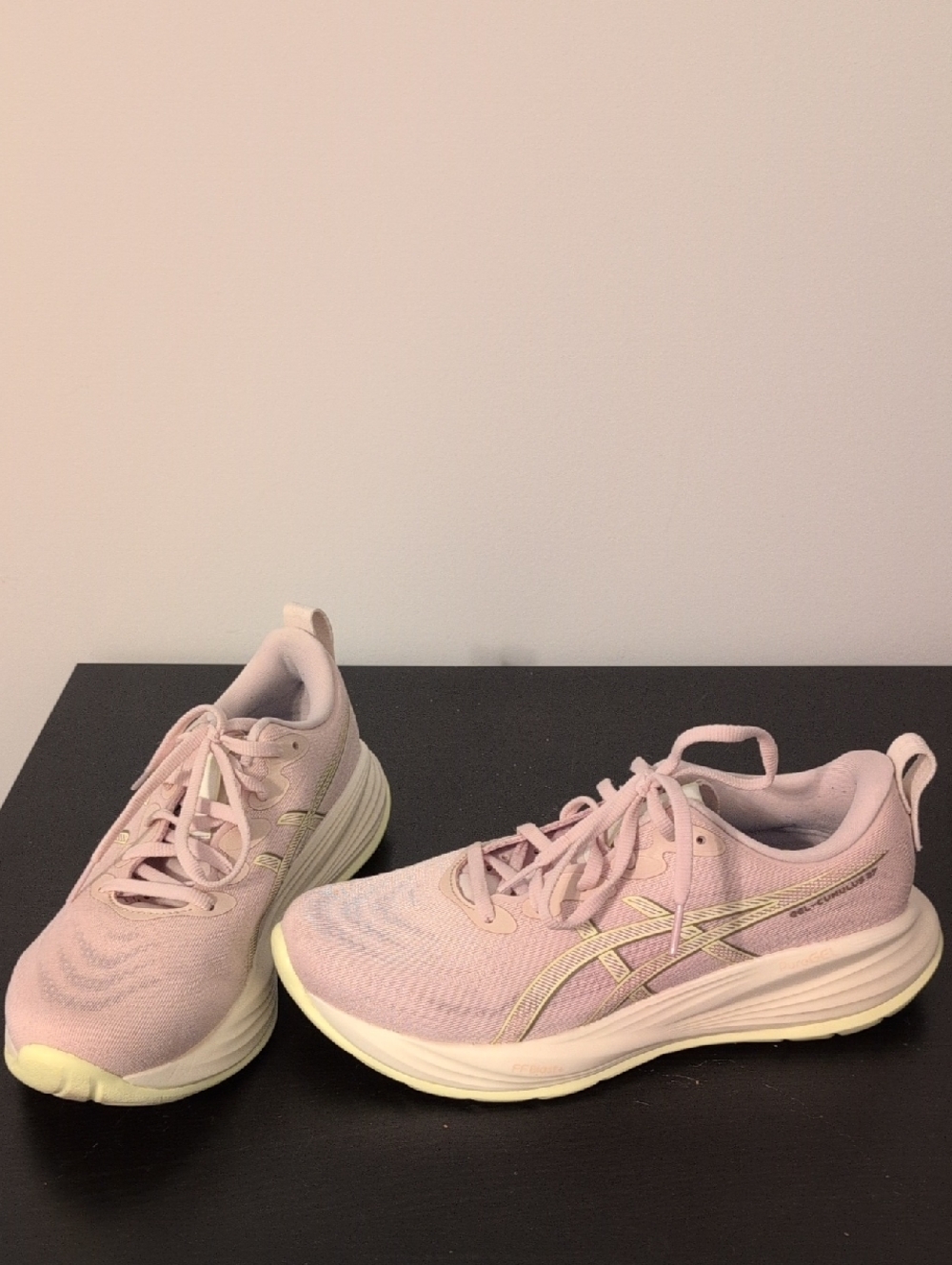 ASICS Beige Women's Athletic Running Shoes with Neon Yellow Accent & Cream Soles